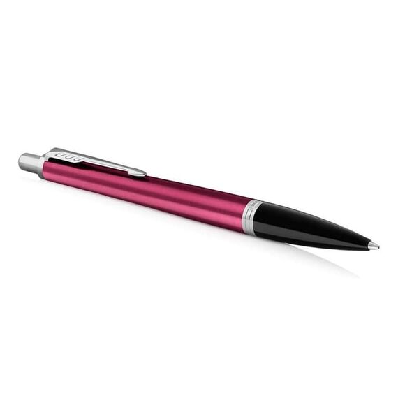 PARKER Urban Medium Ballpoint Pen Vibrant Magenta Chrome Trim Blue Ink