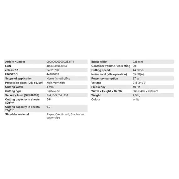 قطاعة ورق إتش إس إم موديل سيكريو C14، 4 × 25 مم