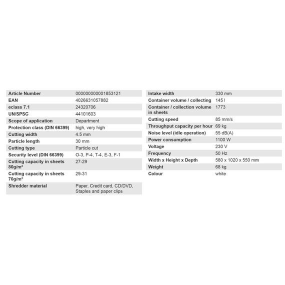 قطاعة الورق إتش إس إم موديل سيكريو P36i، تقطيع مقطع بحجم 4.5 × 30 مم