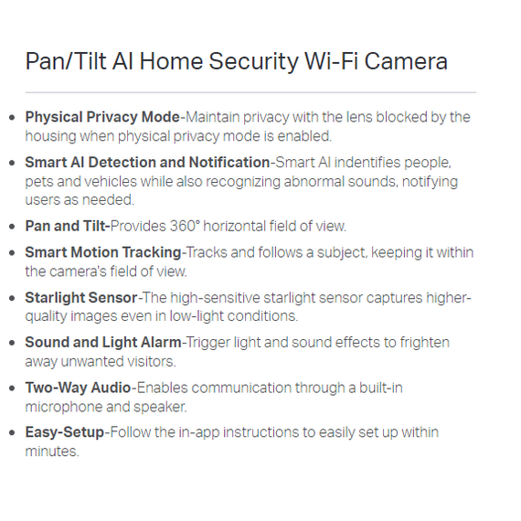 كاميرا أمان منزلية بتقنية الواي فاي وميزة الدوران والإمالة - (C225)