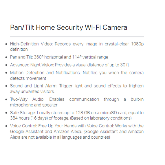 TAPO Pan/Tilt Home Security Wi-Fi Camera – (C200)
