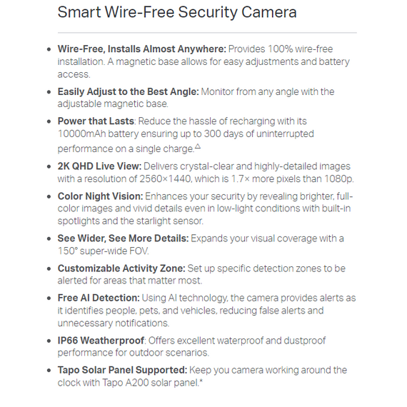 كاميرا أمان ذكية لاسلكية – (C425)