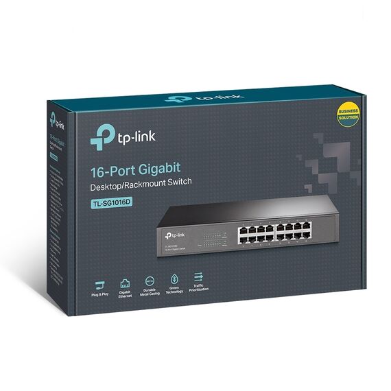 محول TP-Link بـ 16 منفذ جيجابت مع هيكل فولاذي للتركيب في الرف (TL-SG1016D)