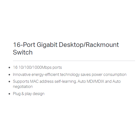 محول TP-Link بـ 16 منفذ جيجابت مع هيكل فولاذي للتركيب في الرف (TL-SG1016D)