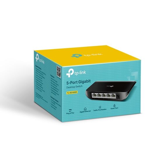 محول سطح المكتب TP-Link جيجابت بـ 5 منافذ، هيكل بلاستيكي (TL-SG1005D)