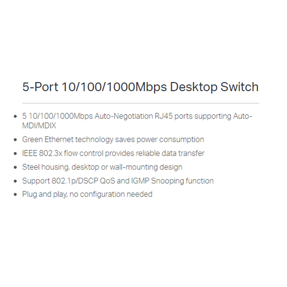 محول سطح المكتب TP-Link جيجابت 5 منافذ بهيكل معدني (TL-SG105)
