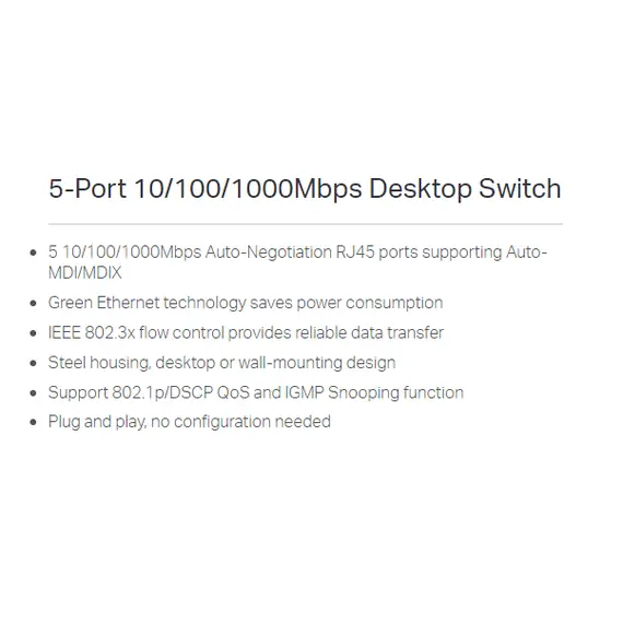 TP-Link 5-Port Gigabit Desktop Switch Steel Case (TL-SG105), 4 image
