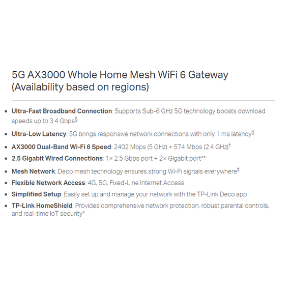 TP-link 5G AX3000 Whole Home Mesh Wi-Fi 6 Gateway  (DECO X50-5G) TP-link 5G AX3000 Whole Home Mesh Wi-Fi 6 Gateway  (DECO X50-5G)