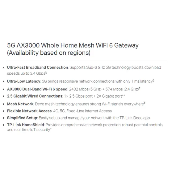 TP-link 5G AX3000 Whole Home Mesh Wi-Fi 6 Gateway  (DECO X50-5G)