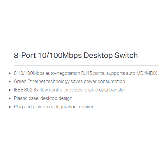 محول سطح المكتب TP-Link بـ 8 منافذ بسرعة 10/100 ميجابت (TL-SF1008D)