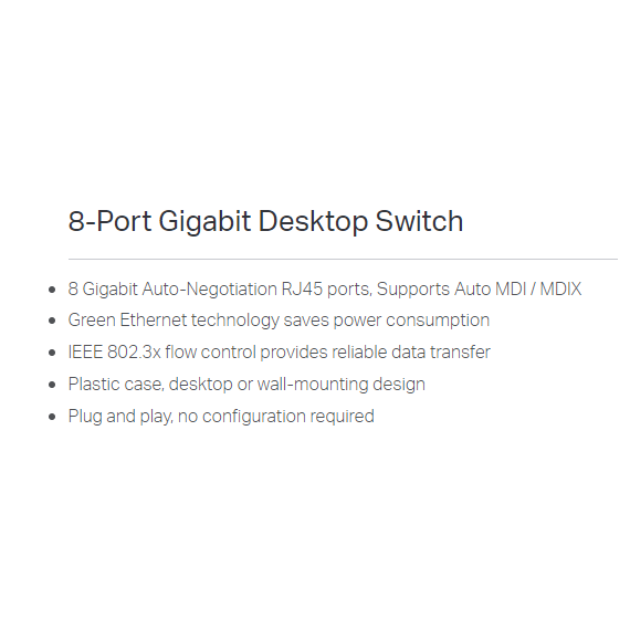 TP-Link 8-Port Gigabit Desktop Switch (TL-SG1008D) TP-Link 8-Port Gigabit Desktop Switch (TL-SG1008D)