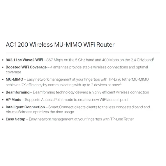 TP-Link Router AC1200 Wireless MU-MIMO Wi-Fi (ARCHER C64 )