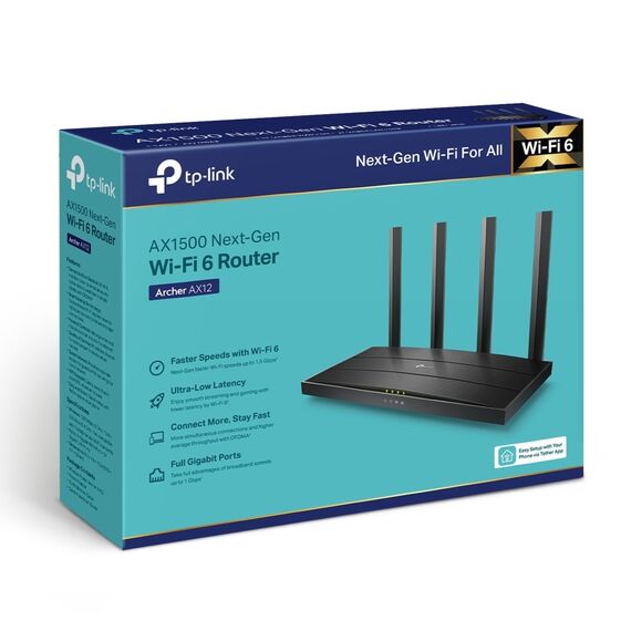 TP-Link Router AX1500 Gigabit Wi-Fi 6 (ARCHER AX12) TP-Link Router AX1500 Gigabit Wi-Fi 6 (ARCHER AX12)