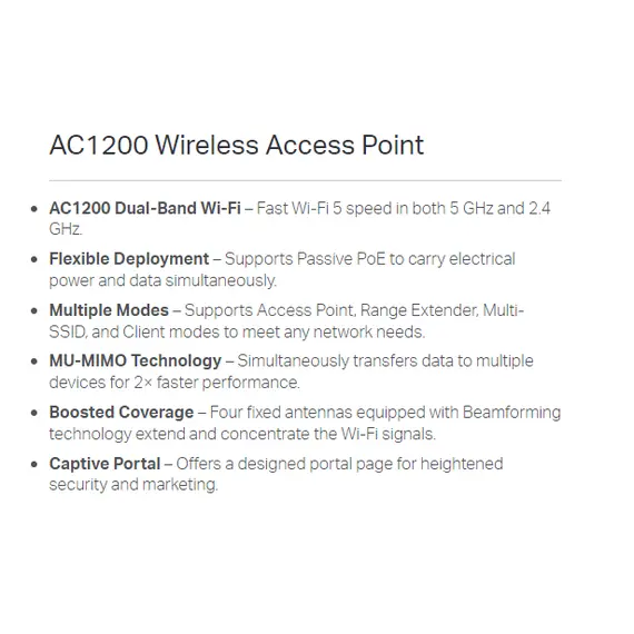 نقطة وصول لاسلكية TP-Link AX1800 مزدوجة النطاق (TL-WA1801)