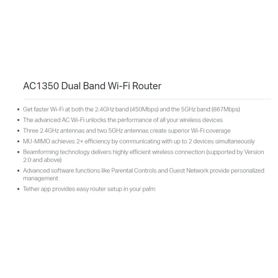 TP-Link Router AC1350 Dual Band Wi-Fi C60 (Archer C60)