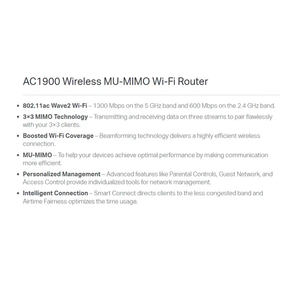 TP-Link Router AC1900 MU-MIMO Wi-Fi (ARCHER C80)