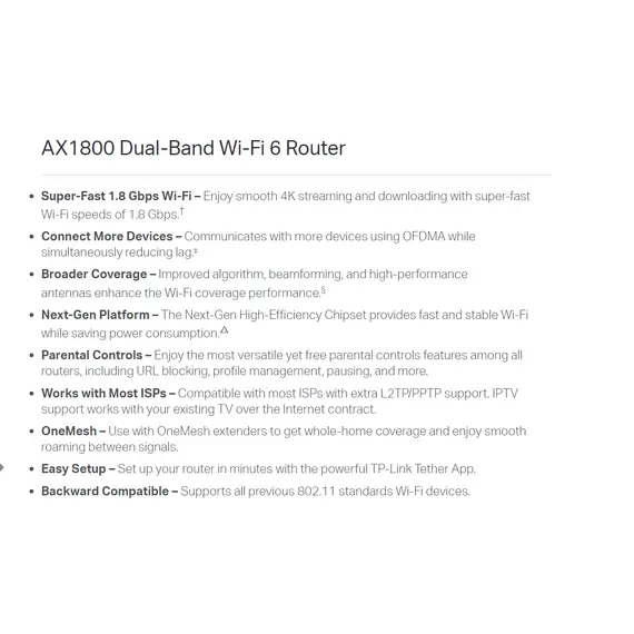 تي بي لينك راوتر  AX1800 واي فاي 6 مزدوج النطاق (ARCHER AX23)