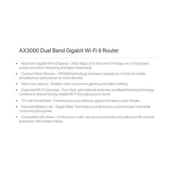 ​TP-Link Router AX3000 Gigabit Wi-Fi 6 (ARCHER AX53)
