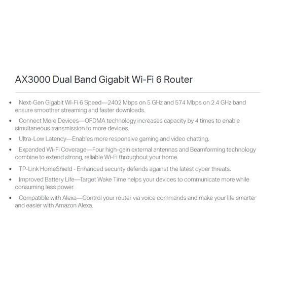 تي بي لينك راوتر AX3000 جيجابت واي فاي 6 (ARCHER AX55)