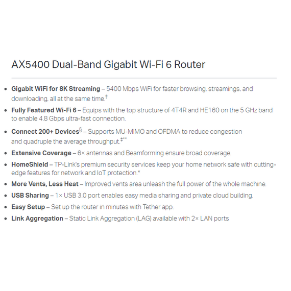 TP-Link Router AX5400 Dual-Band Wi-Fi 6 (ARCHER AX73)