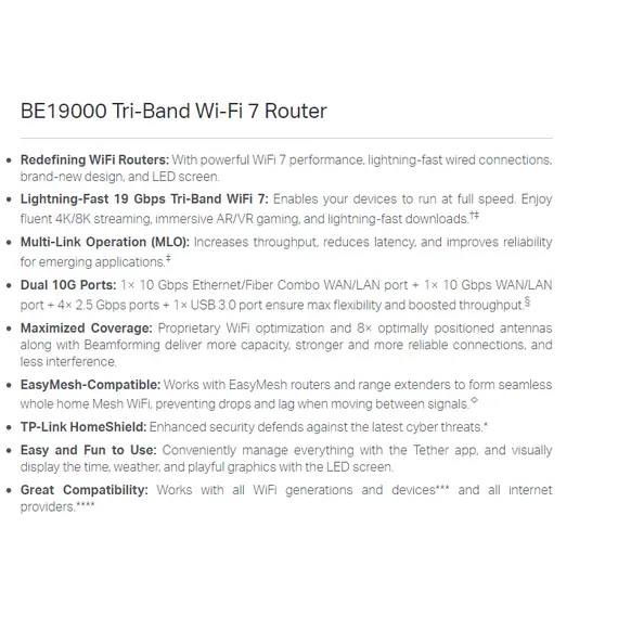 ​TP-Link Router BE19000 Tri-Band Wi-Fi 7 (ARCHER BE800), 6 image