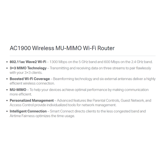 TP-link Wireless AC1900 MU-MIMO Wi-Fi Router (ARCHER C86) TP-link Wireless AC1900 MU-MIMO Wi-Fi Router (ARCHER C86)