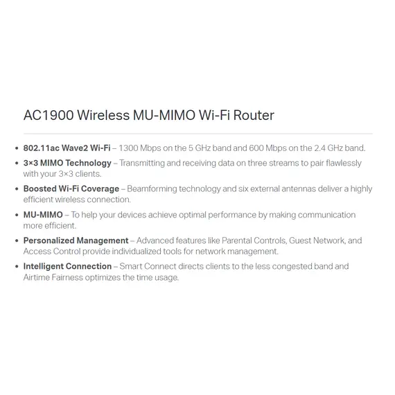 TP-link Wireless AC1900 MU-MIMO Wi-Fi Router (ARCHER C86)