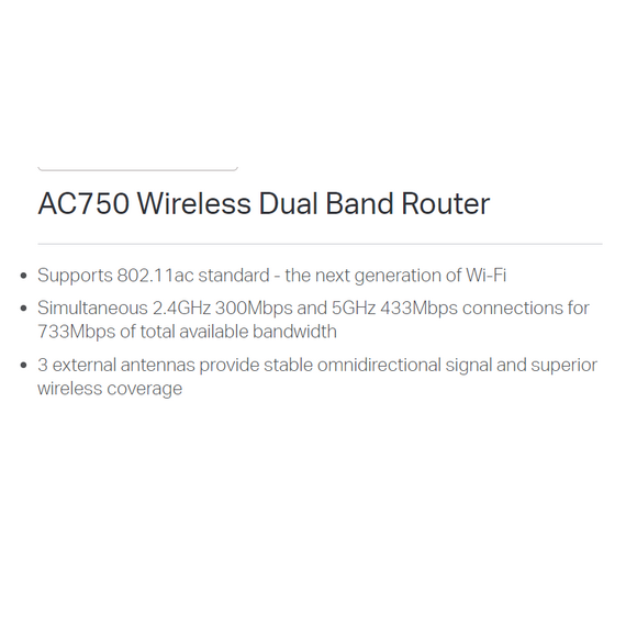 TP-Link Wireless Dual Band Router (AC750 C20) TP-Link Wireless Dual Band Router (AC750 C20)