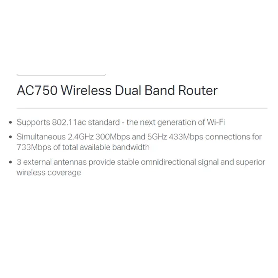 TP-Link Wireless Dual Band Router (AC750 C20)