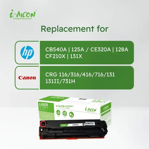 اي-ايكون حبر ليزر أسود متوافق مع (HP CB540A|125A / CE320A|128A / CF210X|131X / Canon 116/316/416/716/131/131II/731H) اي-ايكون حبر ليزر أسود متوافق مع (HP CB540A|125A / CE320A|128A / CF210X|131X / Canon 116/316/416/716/131/131II/731H)