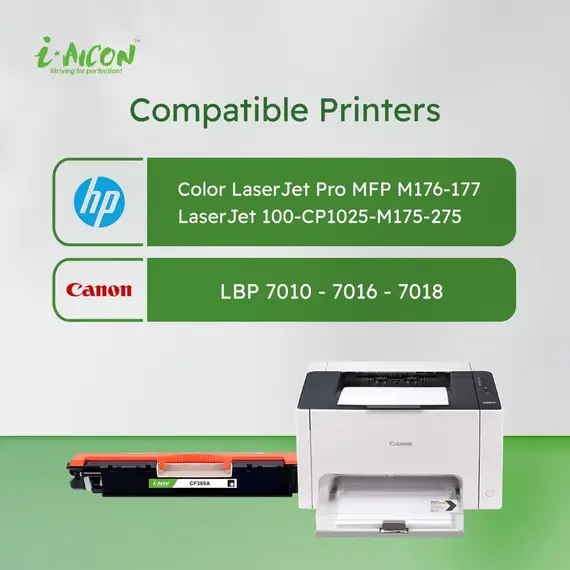 اي-ايكون حبر ليزر أسود متوافق مع (HP CF350A|130A / CE310A|126A / Canon 129/329/729)