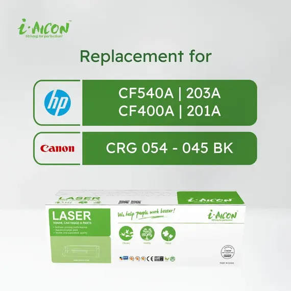 ​i-Aicon Compatible Laser Toner Black (HP CF540A|203A / CF400A|201A / Canon 054/045)