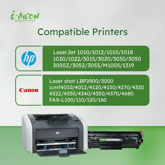 ​i-Aicon Compatible Laser Toner Black (HP Q2612A|12A /FX9/FX10/ Canon 103/303/703/104/304)