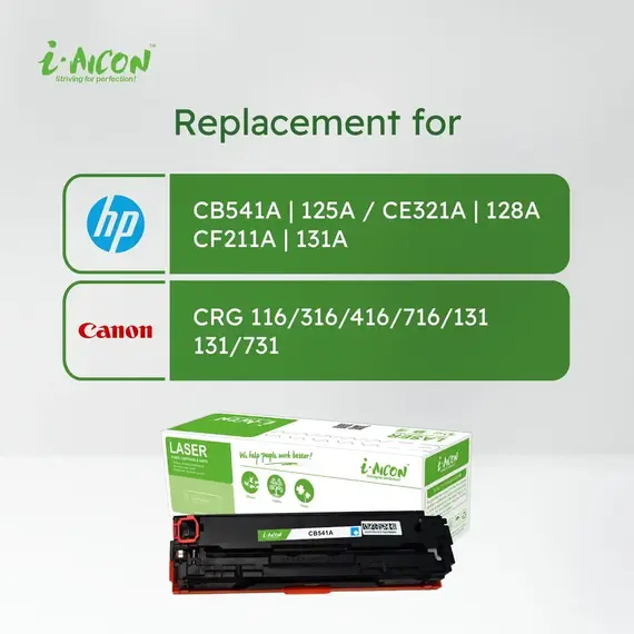 ​i-Aicon Compatible Laser Toner Cyan (HP CB541A|125A / CE321A|128A / CF211A|131A / Canon 116/316/416/716/131/131/731)