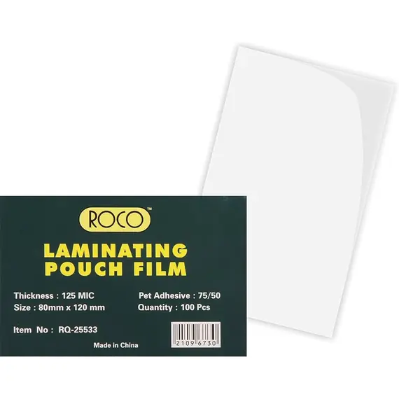 Liminater, ROCO, Thermal Laminating Films, 125 Micron, (80 × 120 mm),Clear, 100 PC/Pack