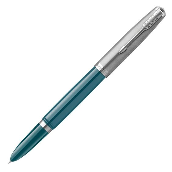 PARKER 51 Medium Fountain Pen Teal Blue Chrome Trim