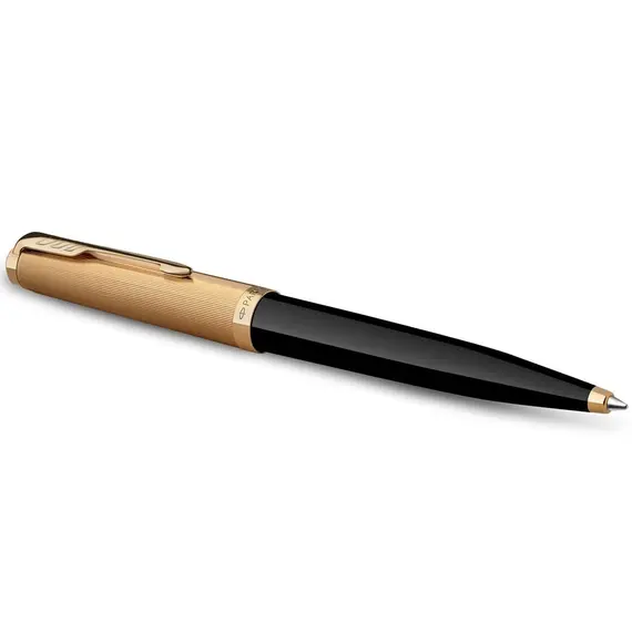 PARKER 51 Premium Medium Ballpoint Pen Black Gold Trim Black Ink, 2 image