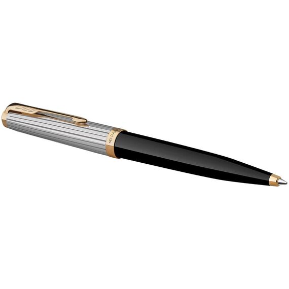 PARKER 51 Premium Medium Ballpoint Pen Black Gold Trim Black Ink