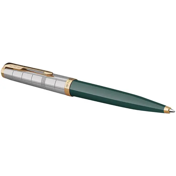 PARKER 51 Premium Medium Ballpoint Pen Forest Green Gold Trim Black Ink, 2 image