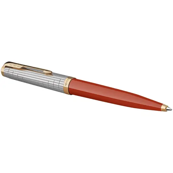 PARKER 51 Premium Medium Ballpoint Pen Red Rage Gold Trim Black Ink, 2 image