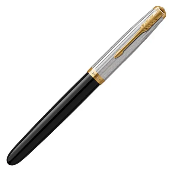 PARKER 51 Premium Medium Fountain Pen Black Gold Trim, 3 image