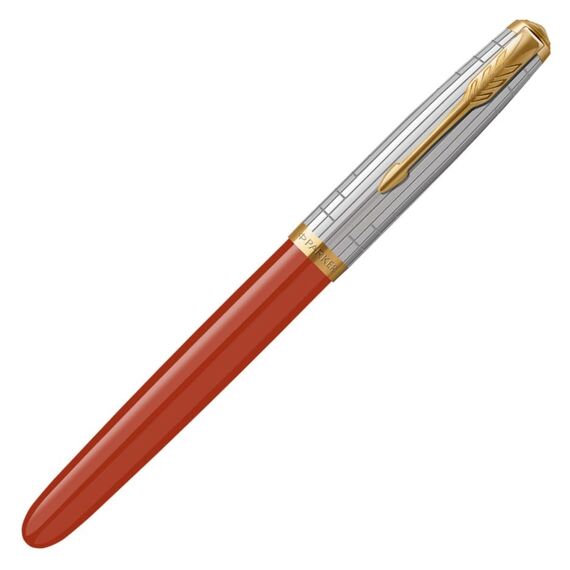 PARKER 51 Premium Medium Fountain Pen Red Rage Gold Trim