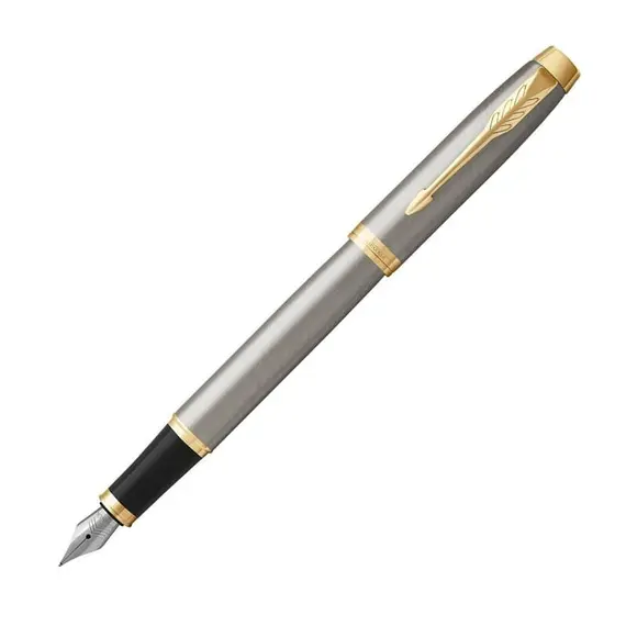 PARKER IM Medium Fountain Pen Brushed Metal Gold Trim, 2 image