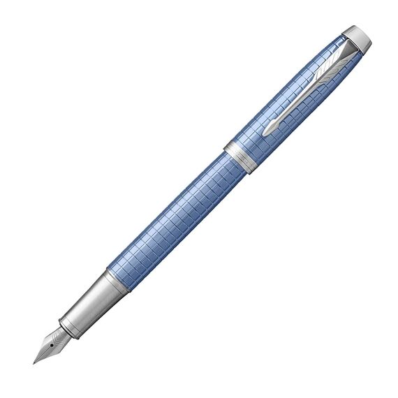 PARKER IM Premium Medium Fountain Pen Pale Blue Chrome Trim