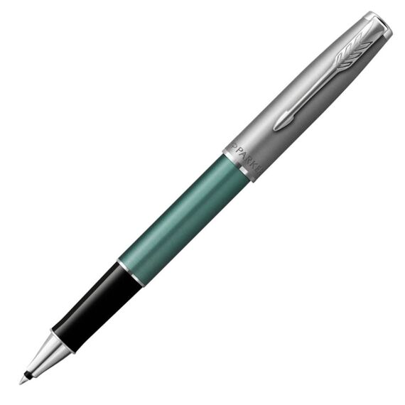 PARKER Sonnet Essential Fine Rollerball Pen Metal and Green Lacquer Palladium Trim Black Ink