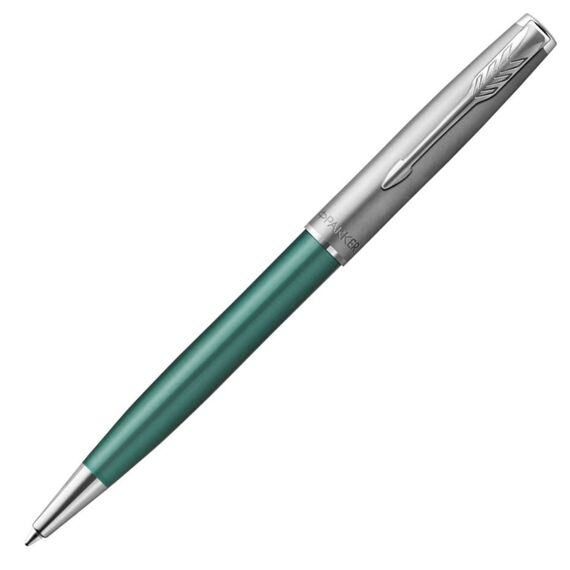 PARKER Sonnet Essential Medium Ballpoint Pen Metal and Green Lacquer Palladium Trim Black Ink