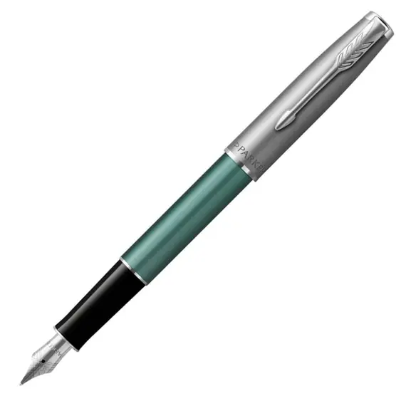 PARKER Sonnet Essential Medium Fountain Pen Metal and Green Lacquer Palladium Trim, 2 image