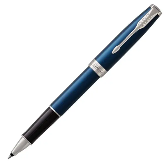 PARKER Sonnet Fine Rollerball Pen Blue Lacquer Palladium Trim Black Ink, 2 image
