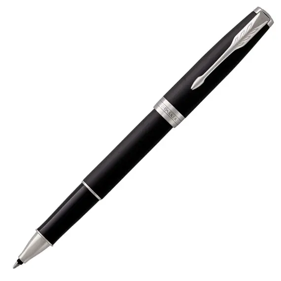 PARKER Sonnet Fine Rollerball Pen Matte Black Chrome Trim Black Ink, 2 image