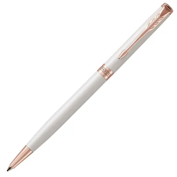 PARKER Sonnet Slim Medium Ballpoint Pen Pearl Lacquer Rose Gold Trim Black Ink, 2 image